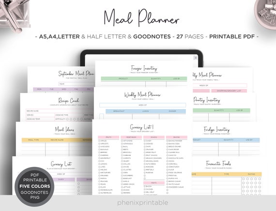 Meal Planner Weekly Meal Menu Planner DIY Recipe Planner Book