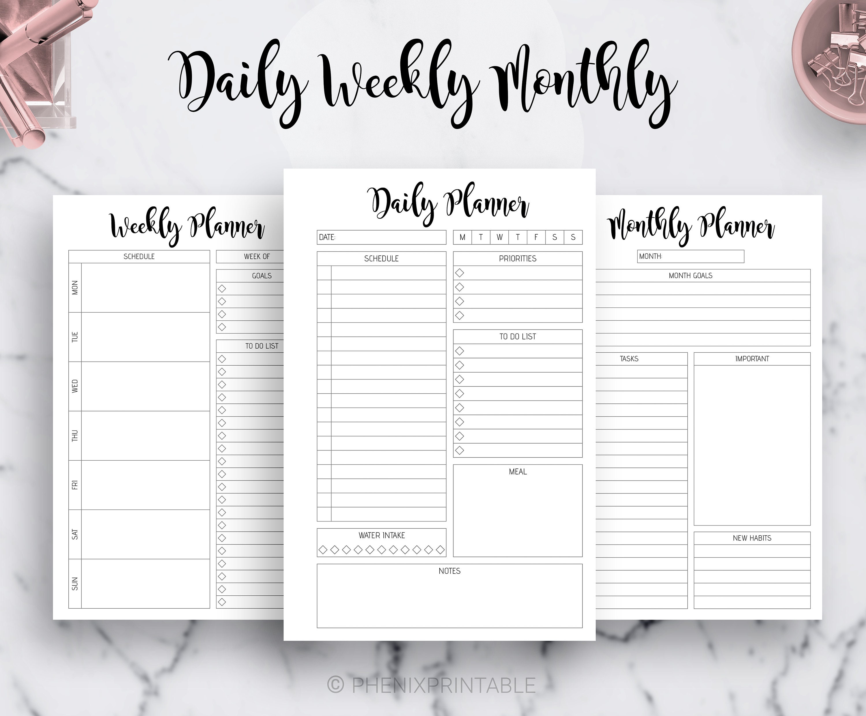 Daily Monthly Weekly Planner Schedule Routine Planner - Etsy