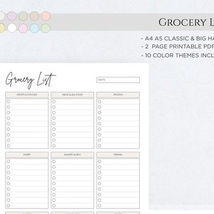 Grocery List Printable Template, Grocery Planner, Food Shopping List ...