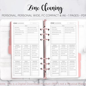 Cleaning Planner Schedule Inserts for Personal Size Planners
