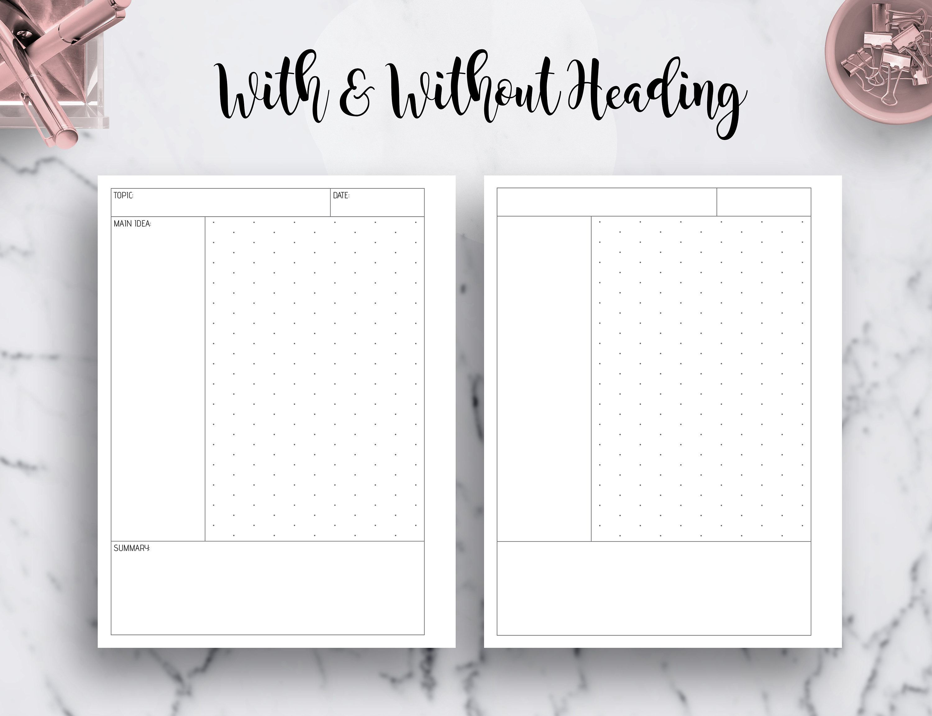 Cornell Notes Paper Template: Dot Grid, Lined, Isometric (PDF Printable ...