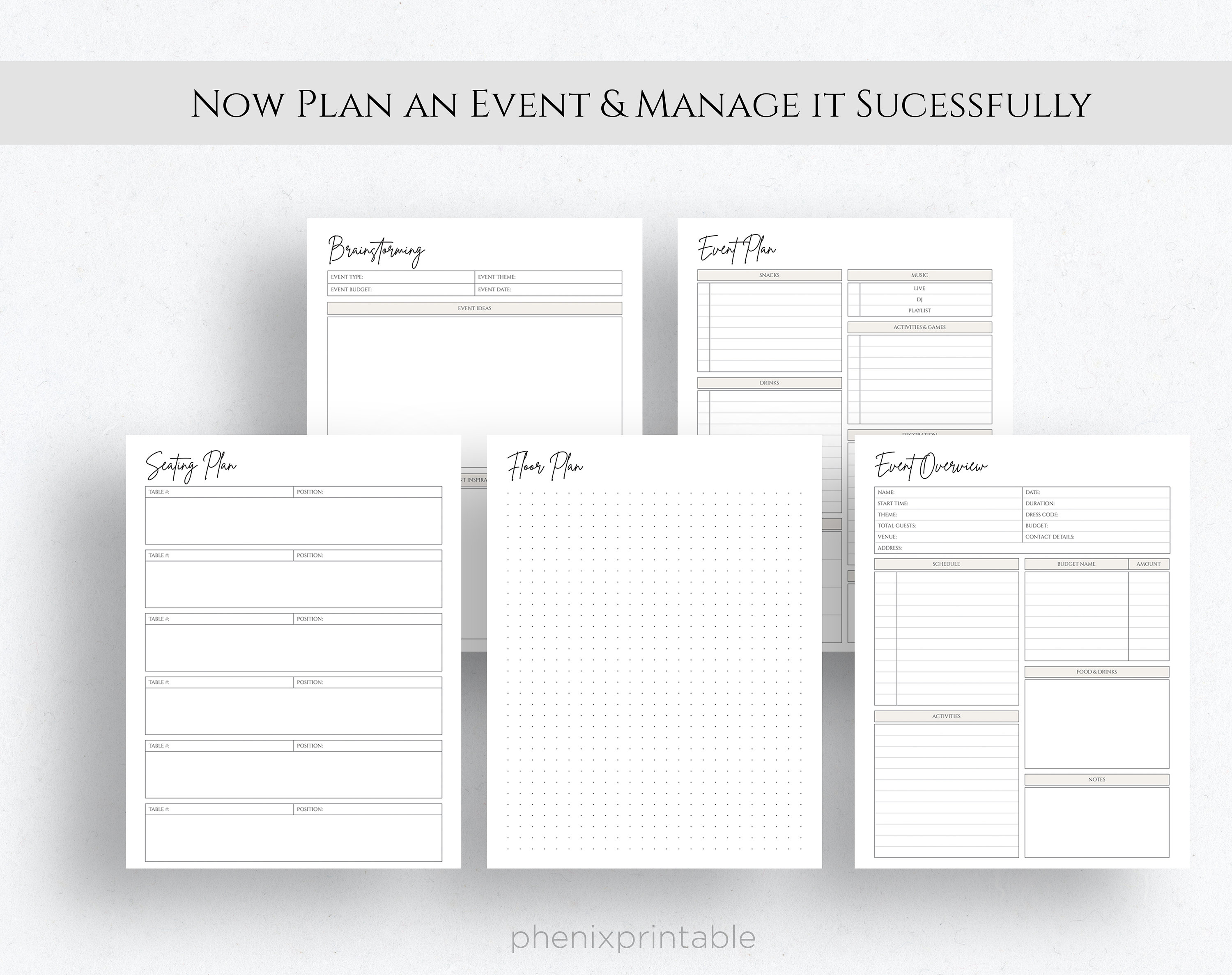 Printable Event Planner, Party Guest List, Budget Template (PDF) - Etsy