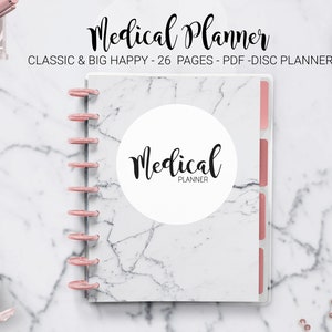 Medical Planner Medical Binder Health Care Planner Wellness Planner Family History Mambi Classic HP Big Happy Planner PDF Printable Inserts