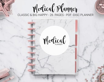 Medical Planner Medical Binder Health Care Planner Wellness Planner Family History Mambi Classic HP Big Happy Planner PDF Printable Inserts