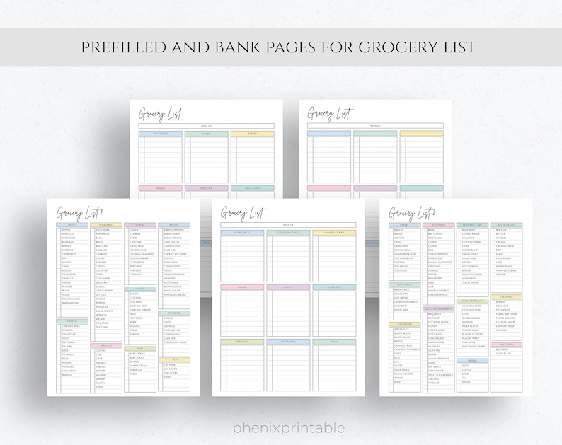 Weekly Meal Planner Printable | Recipe, Grocery List (PDF) - Etsy