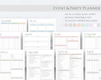 Printable Event Planner, Party Guest List, Budget Template (PDF)