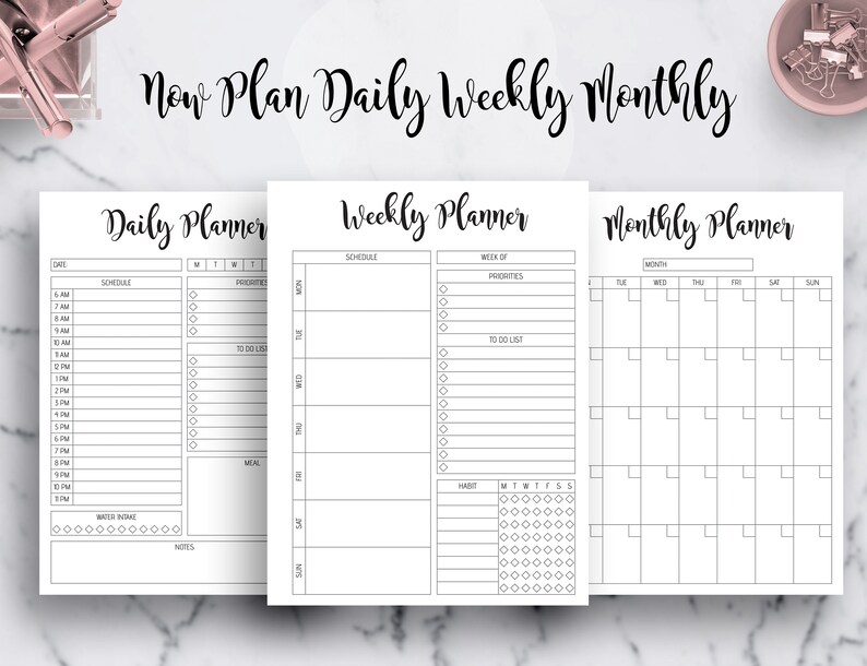 Daily Monthly Weekly Planner Schedule Routine Planner - Etsy