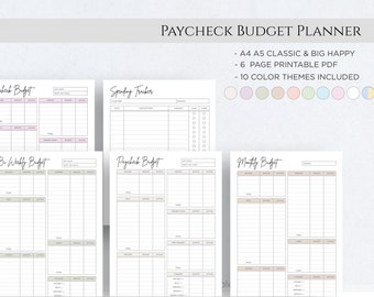 Paycheck Budget Overview Template Printable, Budget Binder Monthly Bi-Weekly Budget Planner, Budget By Paycheck Classic Happy A4 A5 Letter