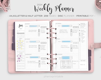 2024 Weekly Planner To Do List Daily Planner Weekly Schedule Chores Dot Line Grid Habit Tracker A5 A4 Letter Half Size PDF Printable Inserts