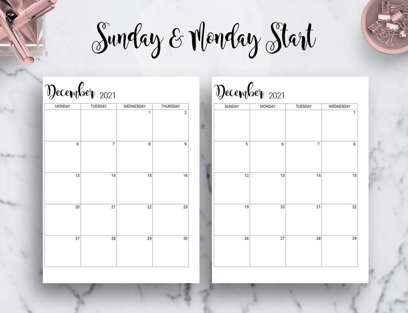 2021 Monthly Planner Monthly Calendar Inserts Journal Month On Etsy