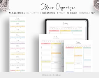 Office Organizer Work Planner Work Schedule Checklist To Do List Digital Goodnotes iPad Planner A5 A4 Letter Half Size PDF Inserti stampabili