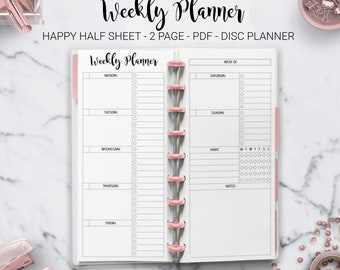 Weekly Planner Week on Two Pages Horizontal Undated Habit Tracker To Do Skinny Classic Half Sheet Happy Planner Mambi PDF Printable Inserts