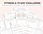 Editable 75 Day Challenge Fitness Planner, Weight Loss Journal (Fillable PDF)