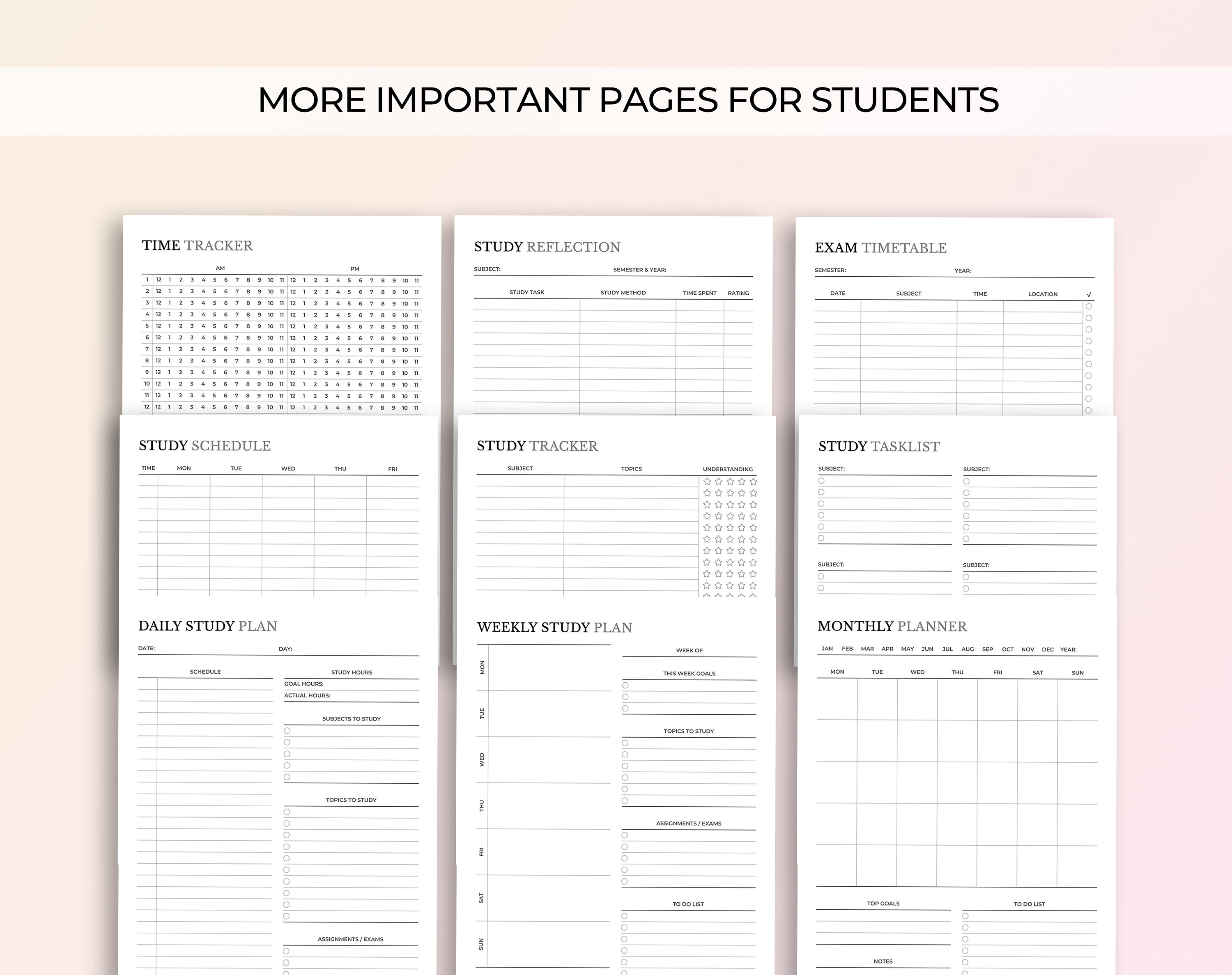 Printable Student Planner Bundle, Academic & College Planner (PDF) - Etsy