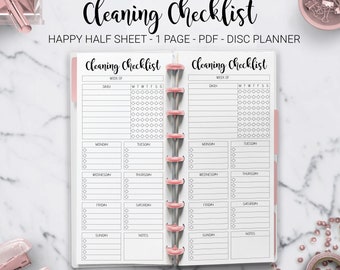 Cleaning Checklist Home Management Weekly Chores Monthly Cleaning Skinny Classic Half Sheet Happy Planner Mambi PDF Printable Inserts