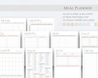 Weekly Meal Planner Printable | Recipe, Grocery List (PDF)