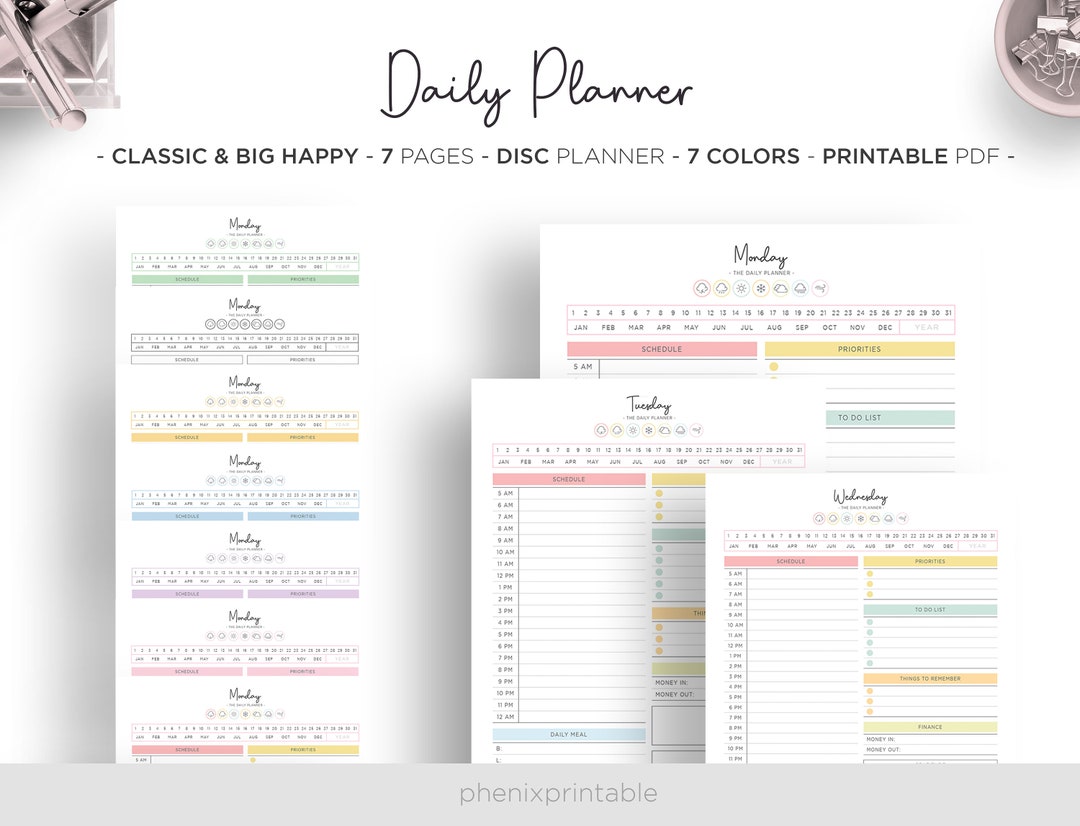 Daily Planner Printable, Classic & Big Happy Planner Inserts (PDF) - Etsy