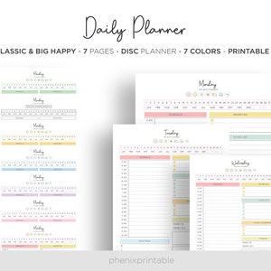 Daily Planner Day Planner Work Planner Weekly Hourly Planner Mambi Classic HP Big Happy Planner PDF Printable Inserts