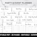 Event Planner Party Planner Birthday Party Organizer Event Planning Budget Menu To Do List Editable A5 A4 Letter Half Size PDF Printable 