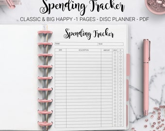 Spending Tracker Spending Log Expense Tracker Finance Planner Money Tracker Mambi Classic HP Big Happy Planner PDF Printable Inserts