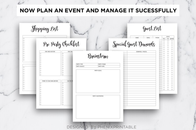 Planificador de fiestas y eventos, presupuesto, menú, lista de tareas (PDF editable) imagen 4