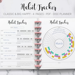 Habit Tracker Circular Habit Tracker Monthly Yearly Habit Round Chart Mambi Classic HP Big Happy Planner PDF Printable Inserts