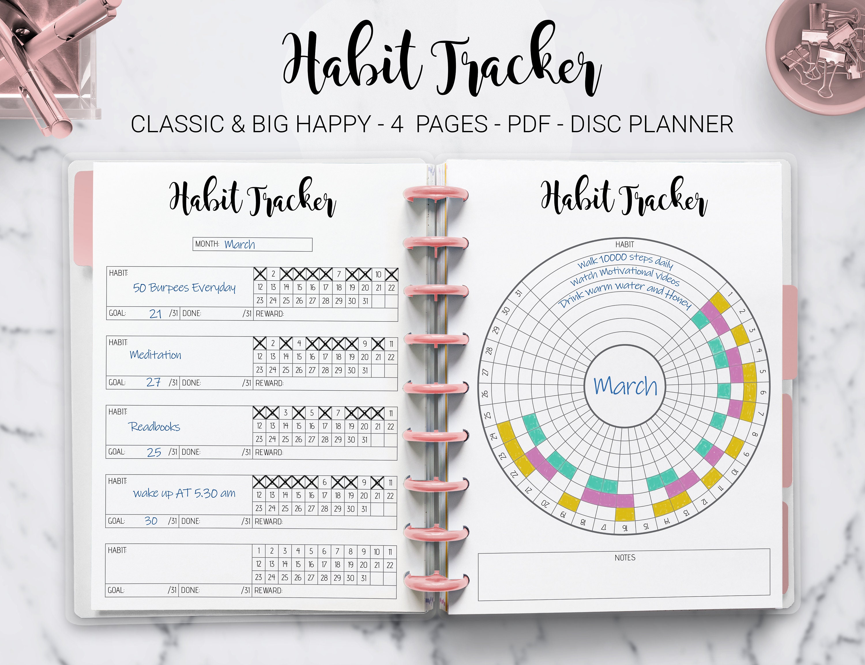 Year View Habit Tracker Printable