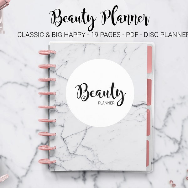 Beauty Planner Skin Care Routine Beauty Organizer Journal Period Tracker Self Care Mambi Classic Big Happy Planner PDF Printable Inserts
