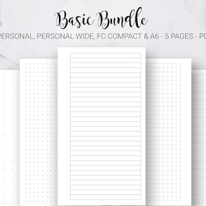 Dot Grid Carta foderata carta carta taccuino Giornale di registrazione carta punteggiata Pianificatore di carta essenziale Filofax Personal Wide A6 FC Compact PDF Inserti stampabili