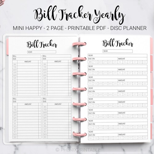 Happy Planner Bill Tracker Printable Insert Financial Planner - Etsy