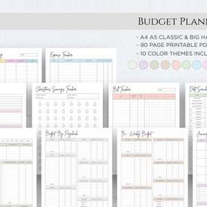 Printable Budget Planner, Finance Planner Weekly Monthly Financial Budget Dairy Tracker Mambi Classic HP Big Happy Planner PDF A4 A5 Letter