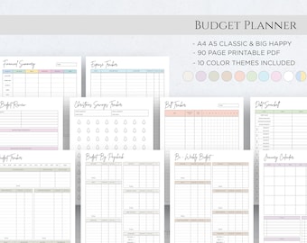 Printable Budget Planner, Finance Planner Weekly Monthly Financial Budget Dairy Tracker Mambi Classic HP Big Happy Planner PDF A4 A5 Letter