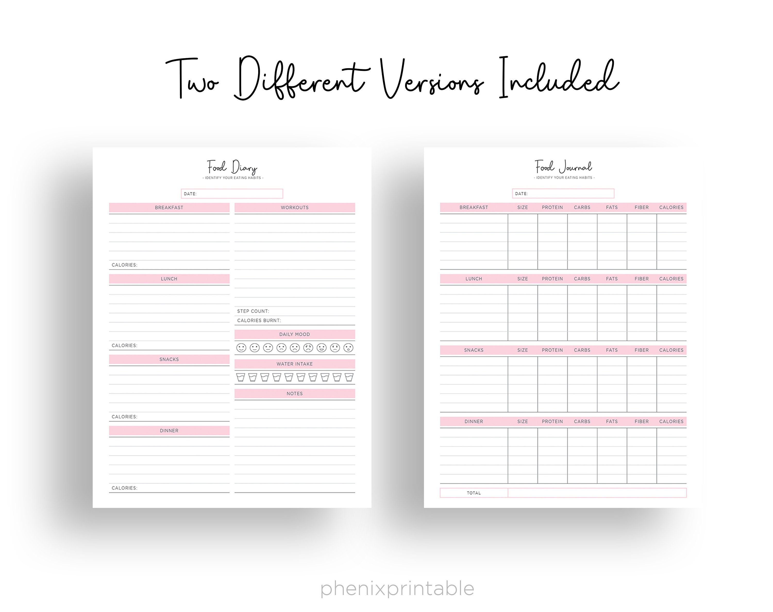 Food Journal Food Diary Calorie Tracker Food Log Eating - Etsy