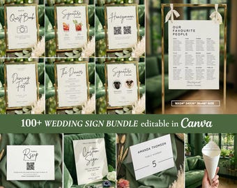 Editable Wedding Sign Bundle, Modern Minimalist Templates (Canva)