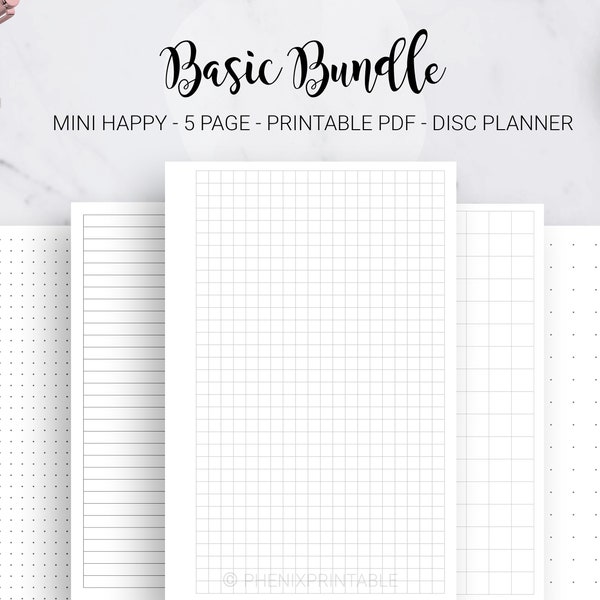 Dot Grid Paper Lined Paper Graph Paper Notebook Journal Dotted Paper Mini Mambi Happy Planner Discbound HP Mini Planner PDF Printable Insert