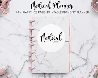 Medical Planner Binder Health Care Planner Wellness Planner Family History Mini Mambi Happy Planner Discbound HP Mini PDF Printable Insert