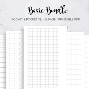 Dot Grid Paper Lined Graph Paper Notebook Journal Dotted Paper Planner Essential Filofax Pocket & Pocket XL Ring Binder PDF Printable Insert