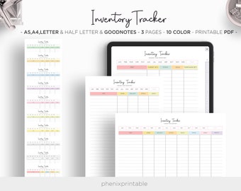 Inventory Management Form Inventory Tracker Product Sheet List Digital Goodnotes iPad Planner A5 A4 Letter Half Size PDF Printable Inserts