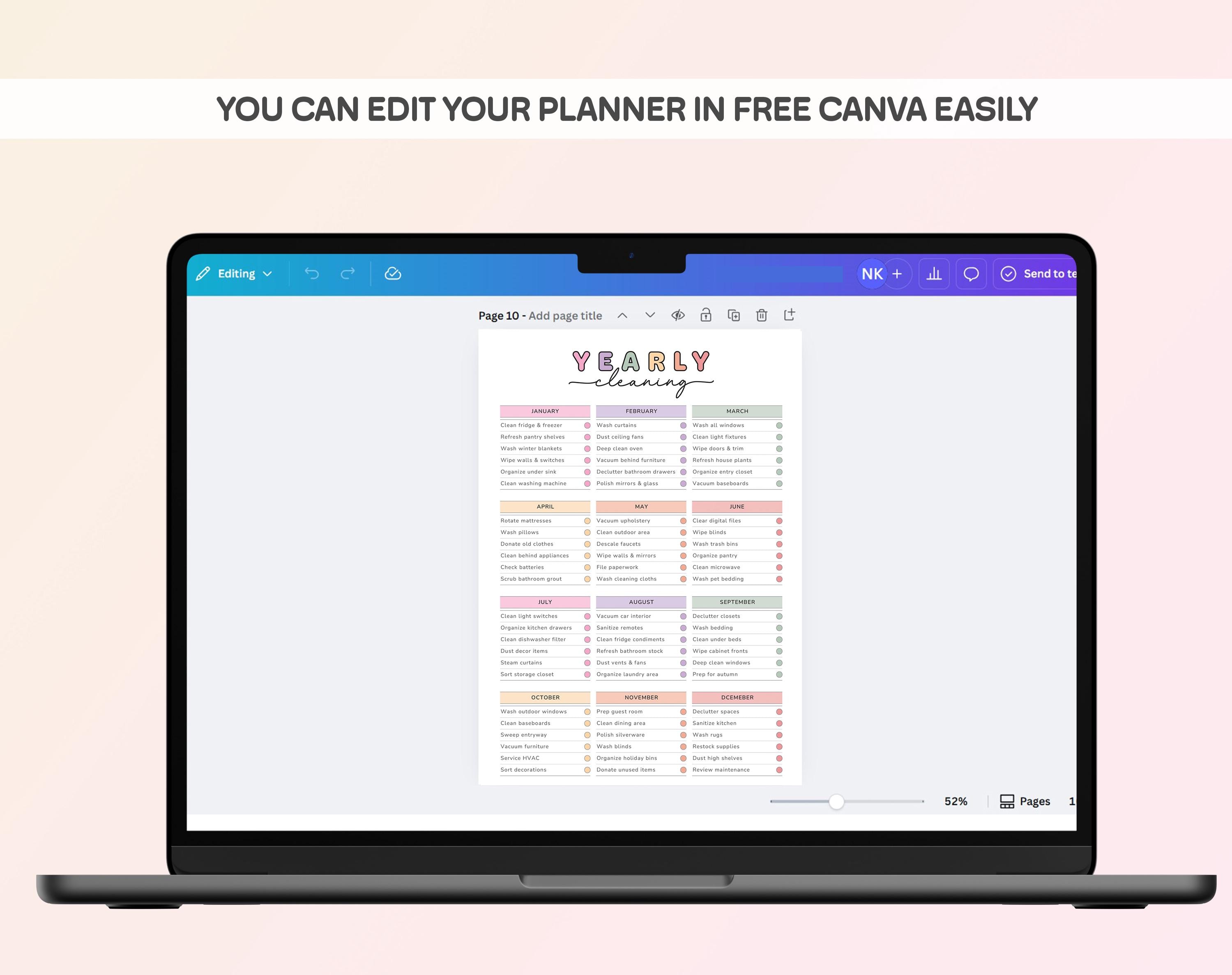 ADHD Cleaning Planner Bundle, Editable Canva Checklist Schedule ...