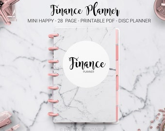 Finance Planner Financial Journal Budget Planner Expense Bill Tracker Mini Mambi Happy Planner Discbound HP Mini PDF Printable Insert