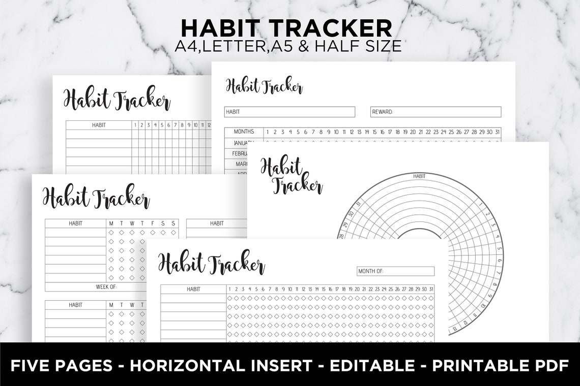 Daily Habit Tracker Chart: A4, A5, Letter Size (PDF Printable) - Etsy