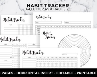 Habit Tracker: A4, A5, Letter Size (PDF zum Ausdrucken)