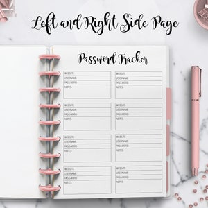 Password Tracker Log, Classic & Big Happy Planner Inserts (PDF) image 4