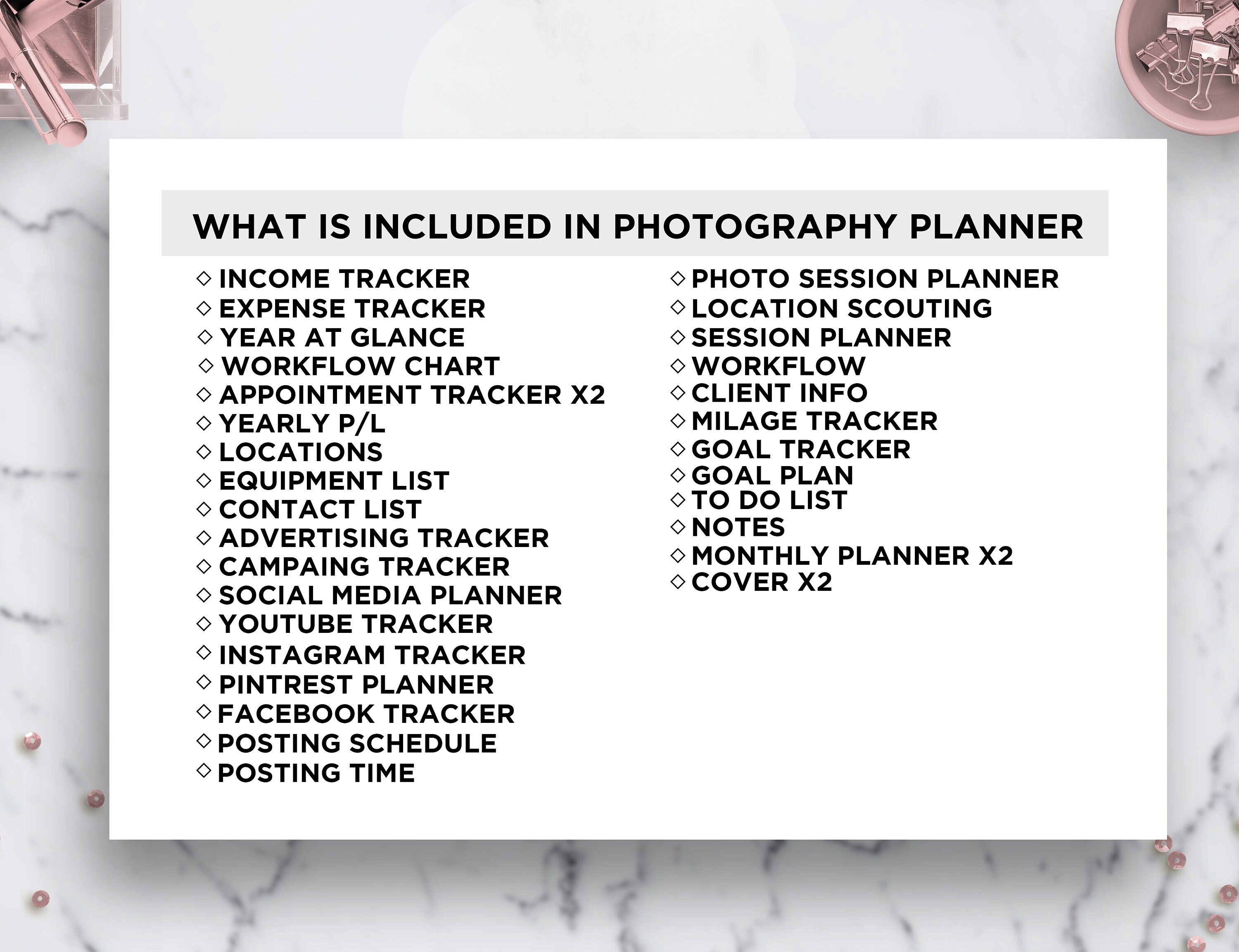 Photographer Planner Photography Business Planner Appointment Etsy