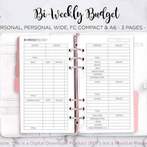 Bi Weekly Budget Expense Monthly Budget Bill Tracker Saving - Etsy