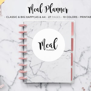 Meal Planner Weekly Meal Menu Planner DIY Recipe Planner Book Organizer Mambi Classic Big Happy Planner Discbound PDF Printable Inserts