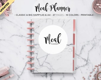 Meal Planner Weekly Meal Menu Planner DIY Recipe Planner Book Organizer Mambi Classic Big Happy Planner Discbound PDF Printable Inserts