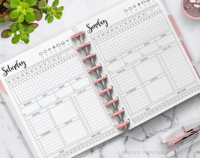 Daily Planner Day Planner Work Planner Weekly Planner Hourly Planner 10 Minute Mambi Classic HP Big Happy Planner PDF Printable Inserts image 2