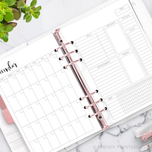 Month at a Glance Monthly Planner Calendar Undated Bill Habit Tracker To Do List Daily Planner A5 A4 Letter Half Size PDF Printable Insert image 2