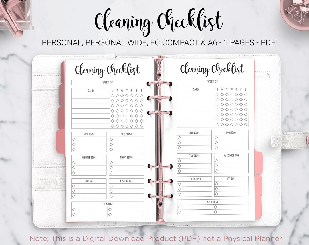 Cleaning Checklist Home Management Weekly Chores Monthly Cleaning ...